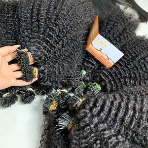I-Tip crépus bouclés faisceaux Extensions de cheveux couleur naturelle 100% cheveux vietnamiens au prix de gros - Product Image 5