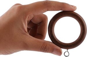 Anneaux de rideau en bois pour tringle à rideau de 0.5 pouces à 1.25 pouces d'épaisseur-Ensemble de 12 anneaux avec oeil à vis-Anneaux de rideau de draperie en bois - Product Image 4