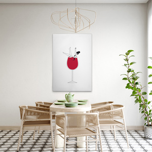 Made In Germany - Home Decor Canvas Picture Wine Glass Wg Kitchen-Peinture murale murale en blanc et noir-Stretcher Frame Art - Product Image 3