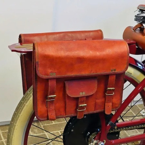 Paire de fourche de moto en cuir véritable sac à outils personnalisé marron sacoche de selle vélo baril cadeau 1 paire - Product Image 1