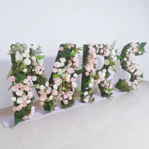 All'ingrosso forniture per eventi gigantesche 4ft grass love tendone lettera Mr & Mrs alfabeto numeri con fiori per la decorazione di nozze