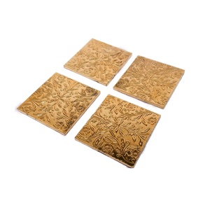Hermoso posavasos de metal de dos tonos de latón y cobre para habitación de hotel, restaurante, oficina, nueva colección hecha en India - Product Image 5