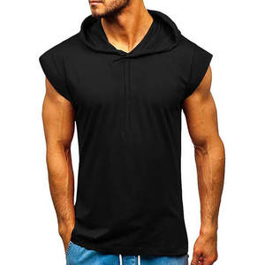 Sudadera con capucha de manga corta de verano personalizada para hombre, camisetas transpirables de punto para entrenamiento de gimnasio y culturismo con bordado para marcas - Product Image 5