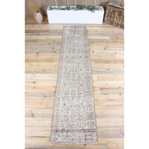 Alfombra Turca de Pasillo 2.2x10 pies (66x304 cm), Alfombra Vintage Verde con Diseño Floral - Product Image 1