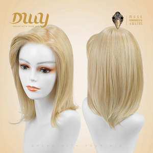 OFERTA DE LIQUIDACIÓN Madeline-DWY Peluca Sintética Lisa y Sedosa de 12 Pulgadas para Mujer, Sin Pegamento, con Frente de Encaje Mono, Parte Libre, Largo hasta los Hombros - Product Image 1