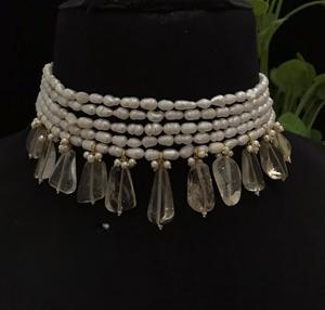 Exclusivo Juego de Collar de Perlas Blancas Naturales de la Mejor Calidad, Estilo Antiguo, para Fiestas y Eventos, para Mujeres y Niñas - Product Image 2