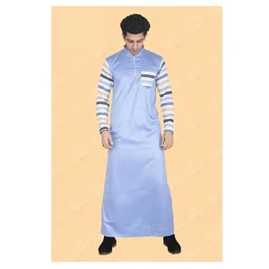 Thobe musulman traditionnel pour hommes fabriqué en Inde avec manches de bonneterie en polyester respirant Thobe de mariage Exportateurs Vente - Product Image 1