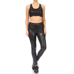 Vente directe d'usine de haute qualité XXL ensemble de yoga de gymnastique pour femmes soutien-gorge élégant Logo personnalisé nouveauté conception respirante taille élastique - Product Image 1