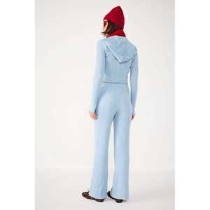 Pantalon décontracté côtelé à taille élastique, doux, 100% polyester - Product Image 6