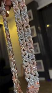 Collar de moissanita de alta calidad con cadena cubana de hip hop americano, hombre y mujer para ropa de oro rosa, proveedor indio directo - Product Image 4