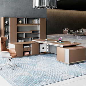 Luxury Wooden Panel Veneer Design Modern Modular Executive L-Shape Workstation Desk Extendable Office Furniture Easy Assembly - Product Image 3
