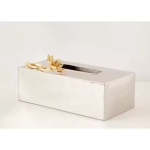 Caja de pañuelos decorativa de metal para mesa, caja de pañuelos de metal creativa, soporte para servilletas para accesorios de baño - Product Image 3