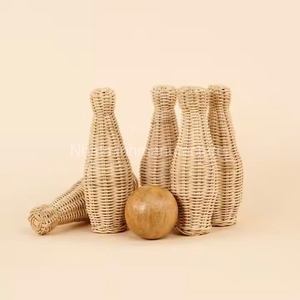 Jeu d'activités de loisirs en rotin écologique pour enfants, jeu de bowling, jouets de qualité supérieure pour enfants - Product Image 6