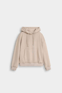 Women's Casual Long Sleeve Pullover <b>Hoodies</b> <b>Fleece</b> Minimalist Beige Hoodie Drawstring Pullover Soft Cotton Casual wear - Product Image 3