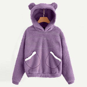 Super Selling Women's Breathable <b>Hoodie</b> Custom Logo Printing Woven Fabric Crew Neck with <b>Fur</b> Long Length Regular Fit Sweatshirt - Product Image 3