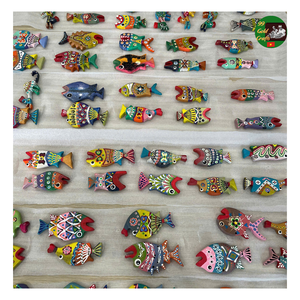 รูปปั้นปลาทำจากไม้แกะสลักด้วยมือศิลปะพื้นบ้านวาดด้วยไม้ปลาวินเทจตกแต่งชายฝั่งสไตล์เม็กซิกันของสะสมแบบชนบท - Product Image 2