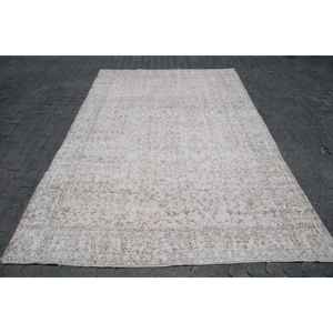 Alfombra Turca de 6.9x10.4 pies, Alfombra Vintage, Alfombra Blanca de Patchwork de Lana - Product Image 1