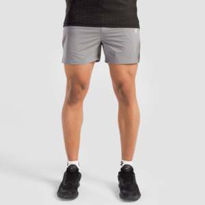 Shorts de sport Terra Flex gris clair XXS en polyester avec entrejambe de 5 pouces, taille élastique, logos brodés, techniques de teinture foncée - Product Image 2