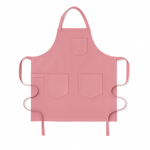 Delantal de Lona Rosa con Tres Bolsillos, Reutilizable, Ecológico, Estilo Simple, Lavable a Máquina, para Cocinar y Uso Diario - Product Image 1
