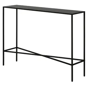 Table console en métal enduit noir avec dessus en marbre Mobilier console design moderne pour maisons et hôtels de luxe - Product Image 1