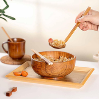 Cuillère à soupe japonaise Cuillères à ramen en bois avec long manche Cuillère à tortue pour bouillie Restaurant Ménage par AYAANS