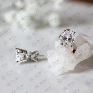 925 <b>Sterling</b> <b>Silver</b> 2.00 TCW Oval Cut Stud Moissanite <b>Earrings</b> for <b>Women</b>/ Anniversary Gift Jewelry for Her Diamond Studs - Product Image 4