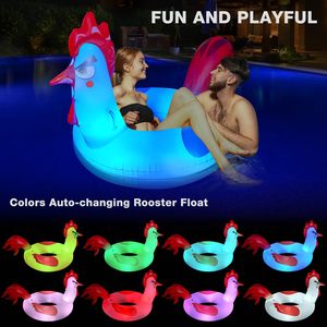 Flotador Inflable de Pollo para Piscina, 63 Pulgadas, con Luces RGB Solares, Flotador Grande para Adultos, Ideal para Fiestas en la Piscina - Product Image 5