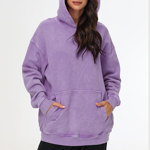Sudadera con Capucha de Invierno para Mujer, de Primera Calidad, Lavada al Ácido, con Logotipo Personalizado, Color Sólido, para Venta en Línea - Product Image 4