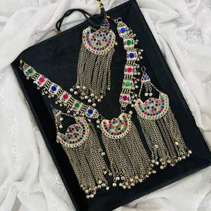 Conjunto de Joyería Tradicional Afgana de Acero Inoxidable de Moda para Mujer, Detalles Étnicos Hechos a Mano para Celebraciones, Bodas y Fiestas - Product Image 1