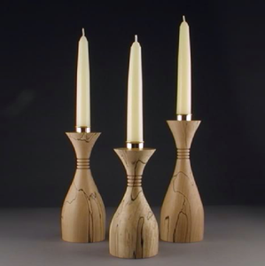 Juego de 3 candelabros cónicos elegantes de madera natural con grano único para decoración de eventos de hogar y bodas - Product Image 3