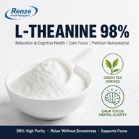 Poudre de L-Théanine à 98 %, extrait cristallin blanc dérivé du thé vert pour les boissons fonctionnelles et les boissons apaisantes