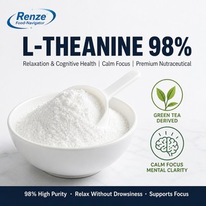 ผงแอล-ธีอะนีน 98% ผลึกสีขาวสกัดจากชาเขียว สำหรับเครื่องดื่มเพื่อสุขภาพและเครื่องดื่มผ่อนคลาย - Product Image 1