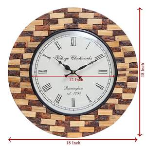 Adiba Handmade Glass Wall <b>Clock</b> with Sugarcane Wood Mosaic Modern Industrial Home Decor Factory Sale Bulk Supply - Product Image 6