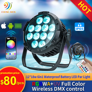 12pcs18W impermeable RGBWA + UV 6 en 1 <span class=keywords><strong>LED</strong></span> iluminación de escenario <span class=keywords><strong>DMX</strong></span> <span class=keywords><strong>512</strong></span> WiFi Par batería potencia remota inalámbrica Uplight para bodas fiestas - Product Image 2