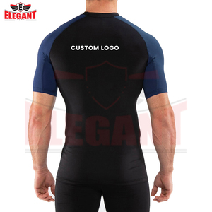 <b>Black</b> Blue Color Wholesale Rate Custom Highest Quality New Arrival OEM ODM Service <b>Compression</b> Short Sleeve Rash Guard - Product Image 5