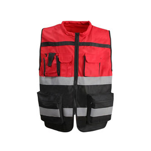 เสื้อกั๊กสะท้อนแสงมีหลายกระเป๋าโลโก้ตามสั่งเสื้อผ้านิรภัยเสื้อกั๊กสำหรับทำงานบนท้องถนน - Product Image 5