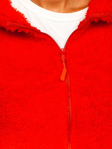 Sweat à capuche doublé Sherpa d'hiver décontracté pour femmes sweat-shirt en polaire épais avec fermeture éclair complète et épaule tombante survêtement en tricot solide - Product Image 5