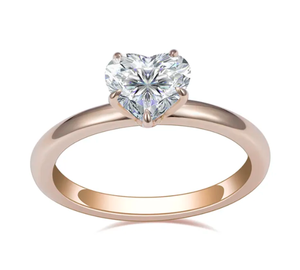 Conjunto de anillos de boda de oro amarillo blanco sólido de 14K/18k con anillos de diamantes en forma de corazón de diamante cultivado en laboratorio 1.5TCW VVS para compromiso - Product Image 1