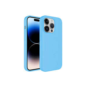 Coque en silicone compatible MagSafe pour iPhone 12 Pro - Bleu pastel, coque de protection fine en silicone souple, placage, charge sans fil - Product Image 1