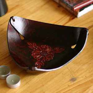 Triangle Design porte-clés en cuir plateau pour la maison hôtel et vaisselle couleur marron nourriture et fruits secs plateau de service plateaux de service modernes - Product Image 5