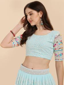 Edding Femme Style Bollywood Lehenga Choli Filet Papillon Lourd Broderie Travail Dupatta pour Mariage Fêtes Événements Indien - Product Image 3