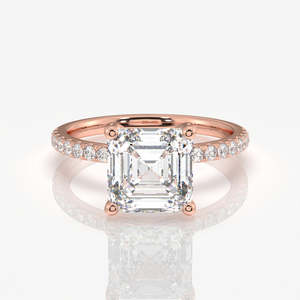 Asscher Cut Lab Grown Diamond <b>Set</b> in 14k <b>Gold</b> Pave <b>Ring</b> - Product Image 6
