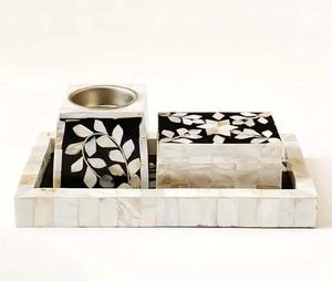 Ensemble de plateaux à bakhoor en incrustation d'os élégant, conçu pour les maisons tendance, avec des motifs d'incrustation lisses et une élégance décorative - Product Image 6