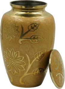 Urnas funerarias de aluminio Eternity Cream y Gold para adultos, estilo hermoso humano, urna funeraria de entierro hecha a mano para cenizas, tamaño personalizado - Product Image 2