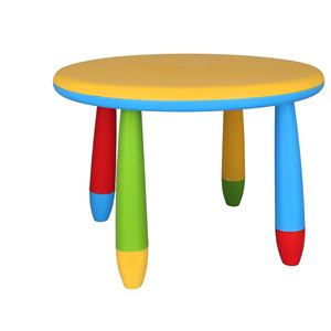 WELL HOME Mesa Auxiliar Redonda de Plástico Amarillo para Niños 70x48cm - Product Image 5