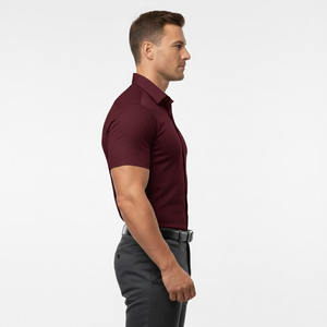 Chemise habillée à manches courtes pour homme, coupe ajustée, confortable, unie, lavée, personnalisée - Product Image 5
