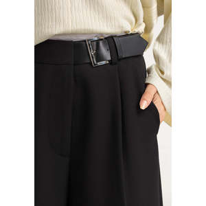 Pantalones de Pierna Ancha de Crepé con Pliegues Delanteros y Cintura Alta para Otoño WM-TRC-SS26-605 Antiarrugas Minimalistas - Product Image 2