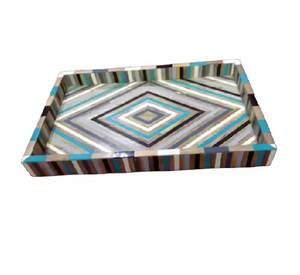 Eco-Friendly <b>Epoxy</b> Resin Serving Tray Modern Design Durable Flatware Serving Tools Parties-Resin Food Supply Tray <b>Metal</b> Handle - Product Image 4