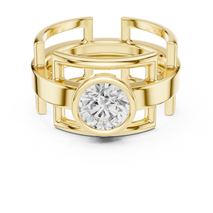 Bague de fiançailles unisexe en or jaune plaqué 18 carats avec diamant taille brillant VS1, ajustable, cadeau d'anniversaire, bijoux - Product Image 1