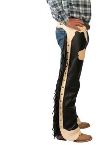 Chaparreras de Motocicleta de Cuero Vacuno de Alta Resistencia, Estilo Occidental Clásico, Transpirables, Impermeables, Resistentes al Viento, con Flecos y Estampados Deportivos - Product Image 2